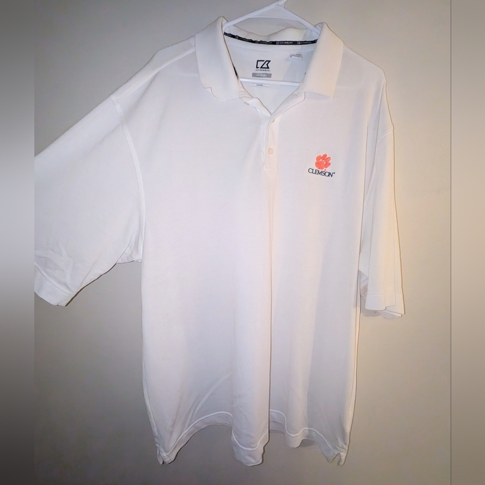 Cutter & Buck White Polo Shirt with Clemson Tigers Embroidered Logo Men's XXXL